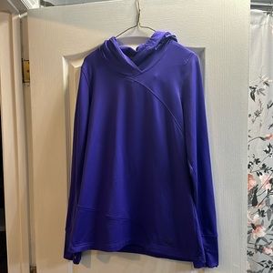 Purple large hooded long sleeve with thumb holes long sleeve shirt
